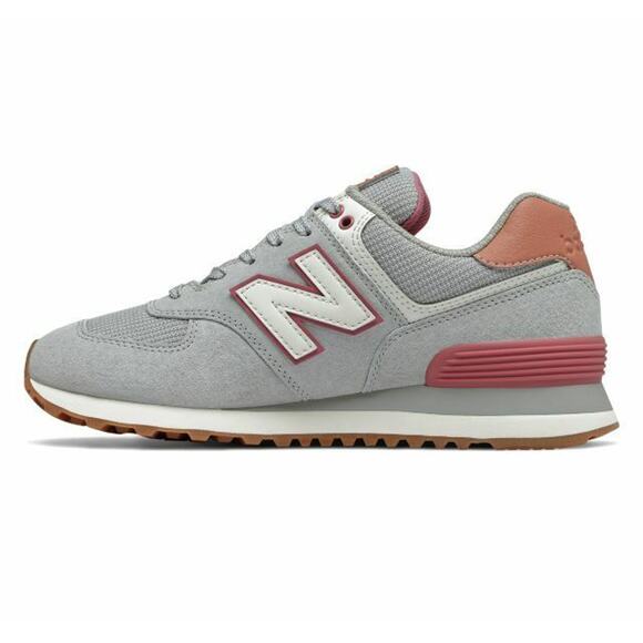 NEW Size 12 Womens New Balance 574 Classic Grey Red Sneakers  logo WL574BCZ - Picture 2 of 4